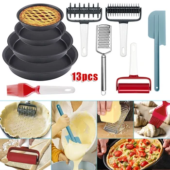

Newly 13 Pcs Non-stick Bakeware Baking Tools Kit Rolling Pins Pizza Cutter Kitchen Utensil