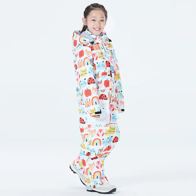

Boys Girls Cartoon Ski Suit Kids Winter Outdoor Warm Windproof Waterproof Ski Jacket+Pants Children Ski Jumpsuit Snowboard Suit