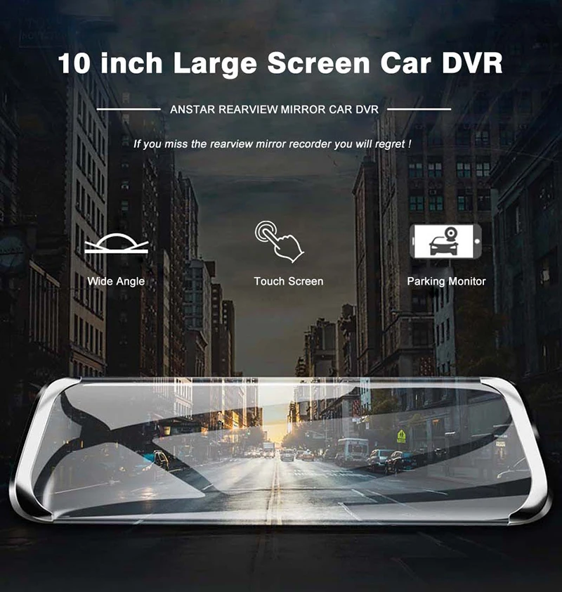 Автомобильный Hd 10 дюймовый Full IPS сенсорный экран видеорегистратор регистратор