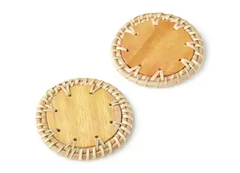 

Handwoven Rattan Earrings - Round Shaped Rattan Pendant - Wooden Straw - Jewelry Making - 2pcs/lot - 51.7x51.7x4.2mm - RT1146