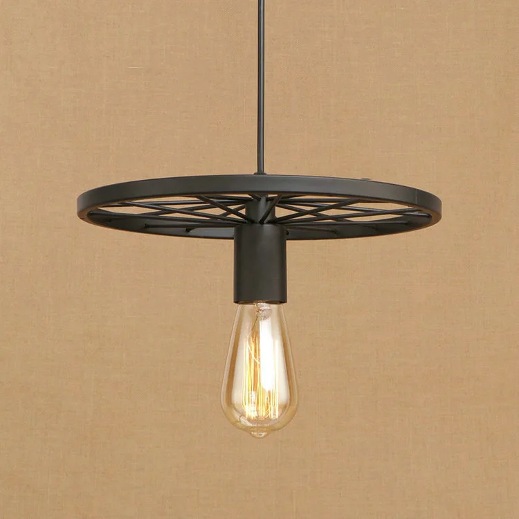 

Creative-American-Style Industrial-Style Retro Nostalgic Hanging Lamps Bar Coffee Shop Iron Art Wheel Modern Restaurant Chandeli