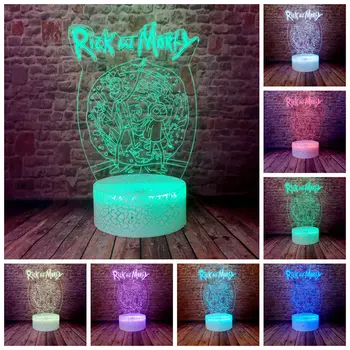 

Flashing Model 3D Illusion LED Desk Nightlight Colorful Changing Light Rick and Morty Anime action & toy figures