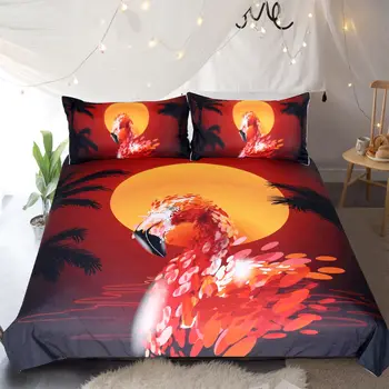 

Coconut Flamingo Pattern High Quality Home Textile Quilt Cover with 2 Pillowcase 3D Printing Bedding 3 Pcs Set and Sheet
