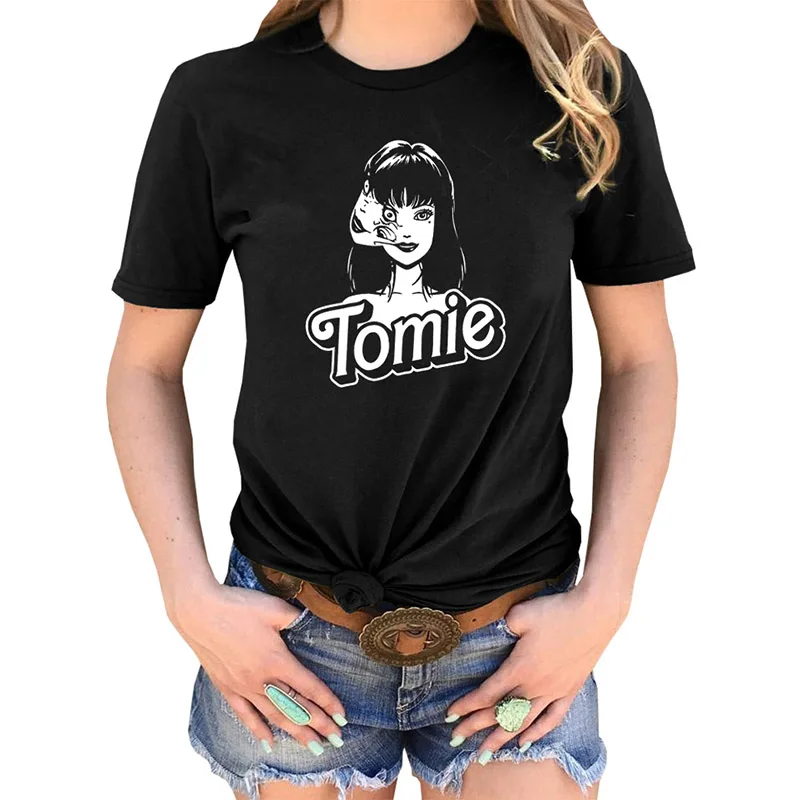 Anime Tee Tomie Junji Ito Tee Women Horror Manga Printed Tops Anime Guro Japan Jap O-neck Tshirt Homme
