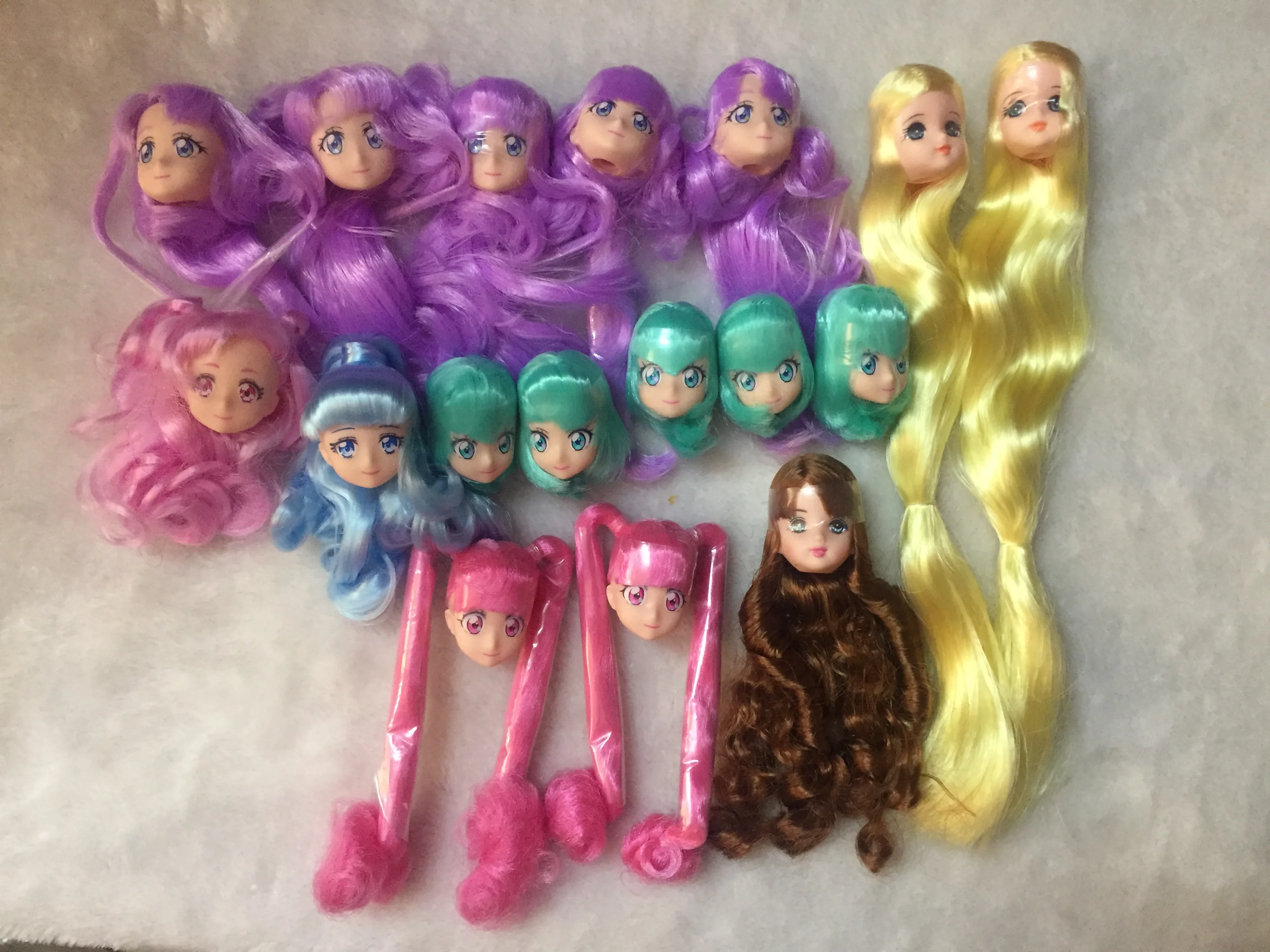 Long Hair Licca Doll Heads Short Long Curve Hair Soft Gold Black Yellow Hair Doll Heads Boy Girl Doll Parts DIY Accessories Toy