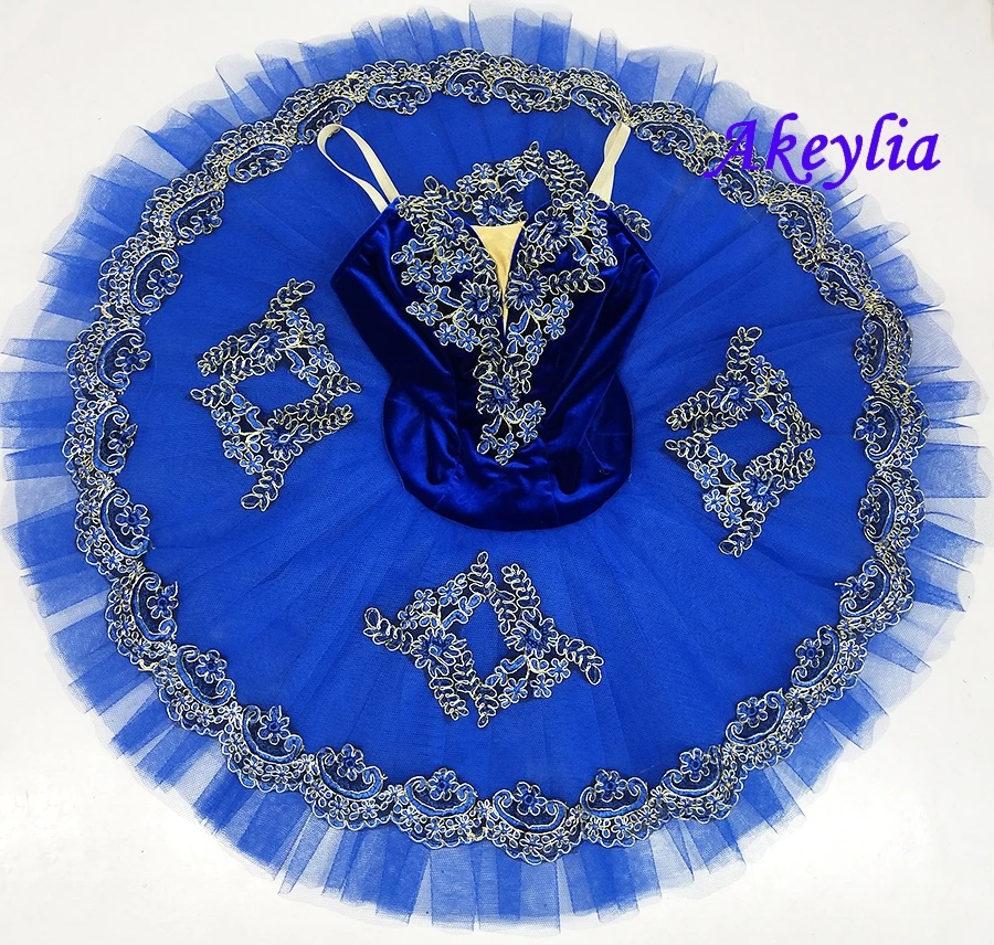 

Girls pancake tutu pre-professional Blue Bird Stage Costumes Child 7 Layers Ballet dress Skirt Ballet Tutu Fltoture 19073