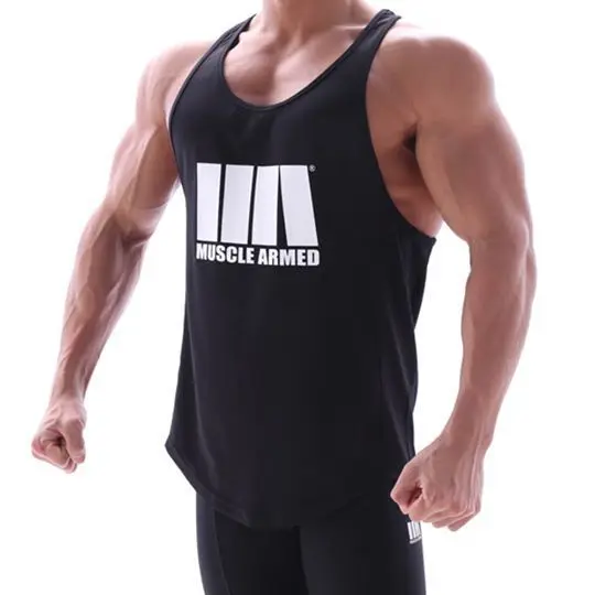 

Muscle Brother Fitness Sports Casual Summer Working Word Pure Running Training Elasticity Breathable Vest
