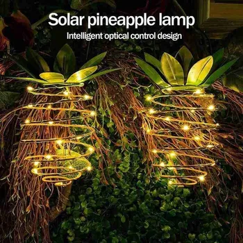 

2PCS Solar Garden Lights Pineapple Shape Outdoor Solar Hanging Light Waterproof Wall Lamp Night Lights Iron Wire Art Home Decor