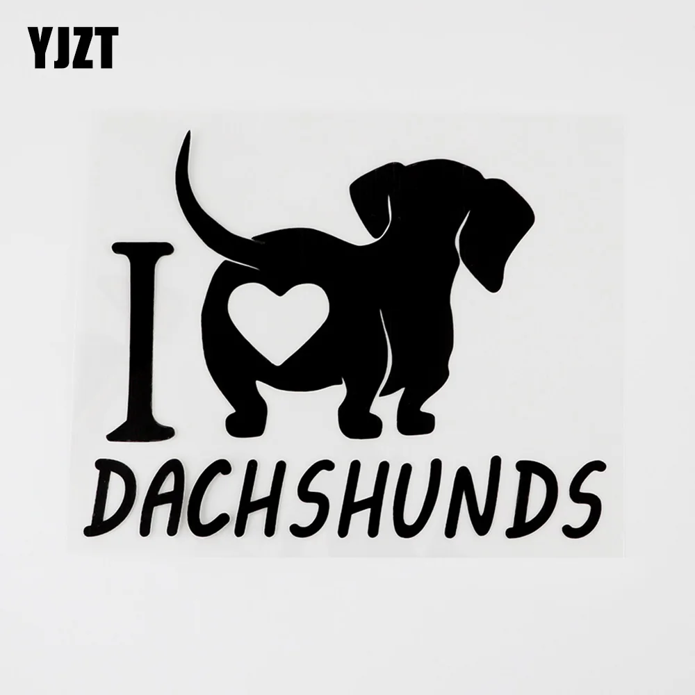 YJZT 14.8CMX11.5CM Смешные I love Dachshunds виниловые наклейки с животными для автомобиля