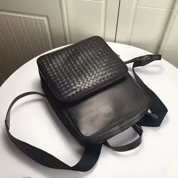 

Top Quality Backpack 2020 Newest Male Business Calf Leather Bag Luxury Leisure Men's Backpack Classic Hand-Woven