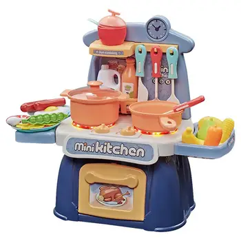 

1Set Simulation Kitchen Ware Tableware Toy DIY Pretend Play Cooking Utensil Toy Pretend Role Play Toy Blue/Orange