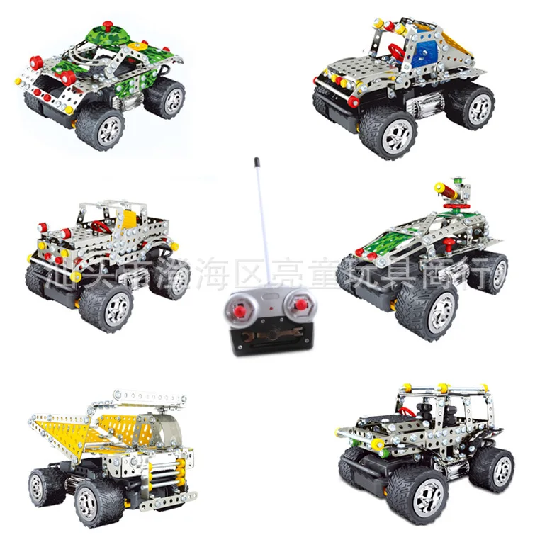 

3D Metal DIY Assembled Remote Controlled Blocks Car off-Road Vehicle Six-Educational Toy
