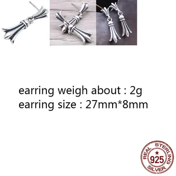 

E15 S925 sterling silver earrings personality retro punk hip-hop style cross flower alphabet ear clip shape popular jewelry hot