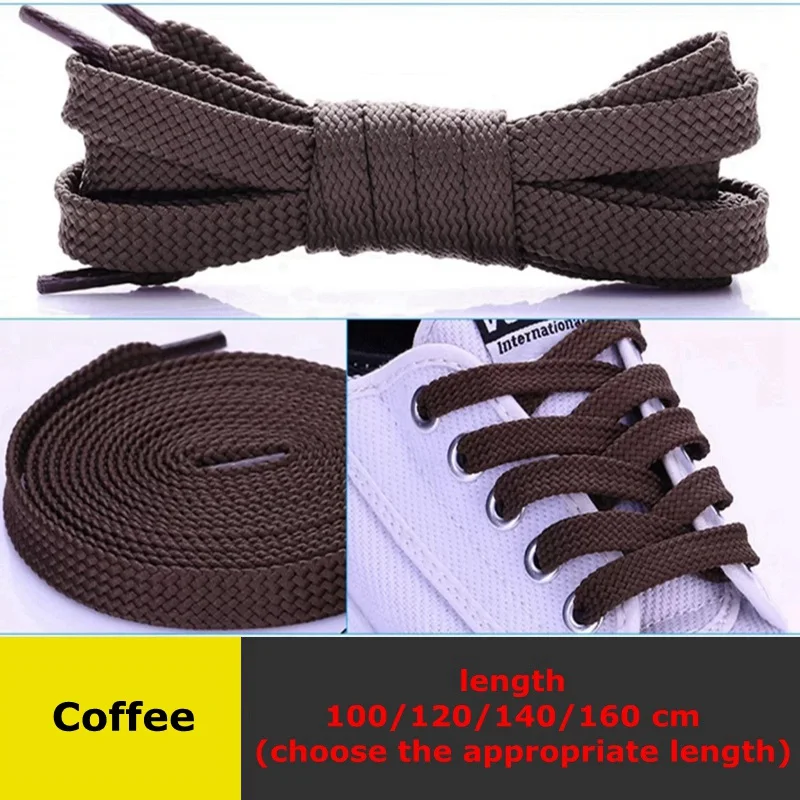 1 Pair Polyester Flat Shoe laces Double Hollow Woven Shoelaces 100CM / 120CM / 140CM / 160CM Thicken Non-slip Shoe lace - Цвет: Coffee