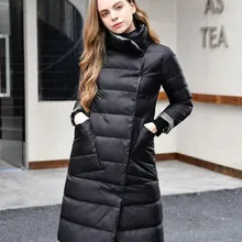 Зимнее пальто для женщин, новинка, повседневная Толстая куртка на утином пуху, двусторонняя женская верхняя одежда, высокое качество, длинные пальто, парки, женские большие размеры, белый пуховик на утином пуху, Женское пальто, длинная куртка с утиным пером
