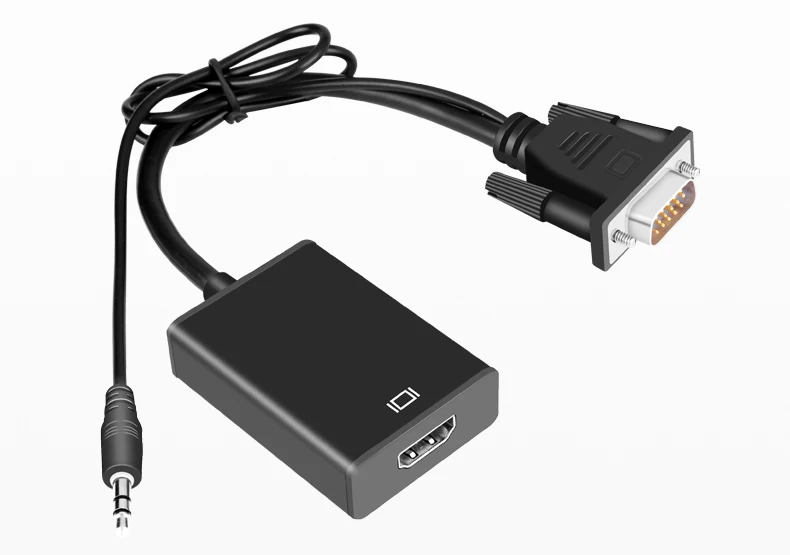 Преобразователь из VGA в HDMI Кабель-адаптер 1080P аналого-цифровой аудио-видео конвертер USB Aux кабель для ПК ноутбука к HDTV проектор