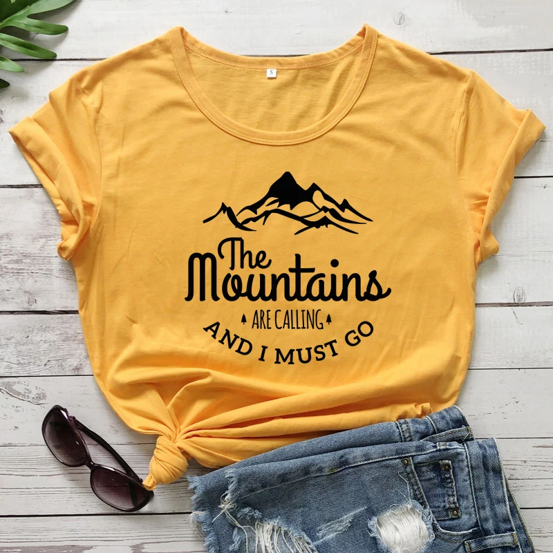 The Mountains Are Calling And I Must Go T-shirt Harajuku Unisex Short Sleeve Vacay Tshirt Fashion Women Graphic Adventure Tops summer shirt