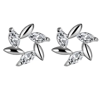 

UXN402 925 pure silver ear nail zircon Plated Platinum zircon inlaid lady's Earrings
