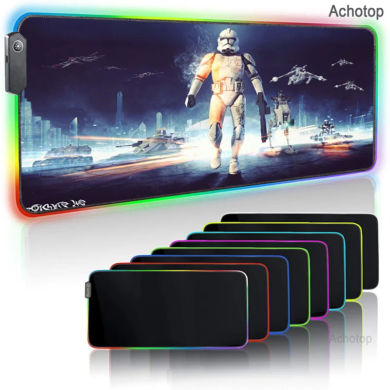 DIY Colorful Star Wars Gaming RGB LED Light Mouse Mat Natural Rubber Computer Soft Mousepad Star War Mouse Pad Keyboard Desk Mat