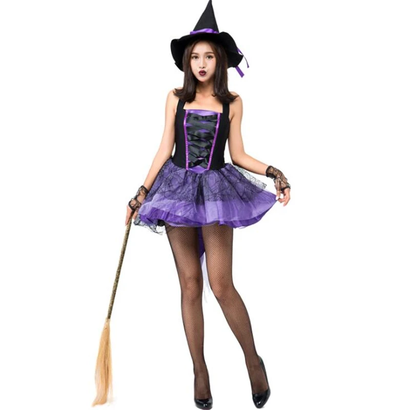 

Purple Witch Swallowtail Dress Halloween Costume For Women