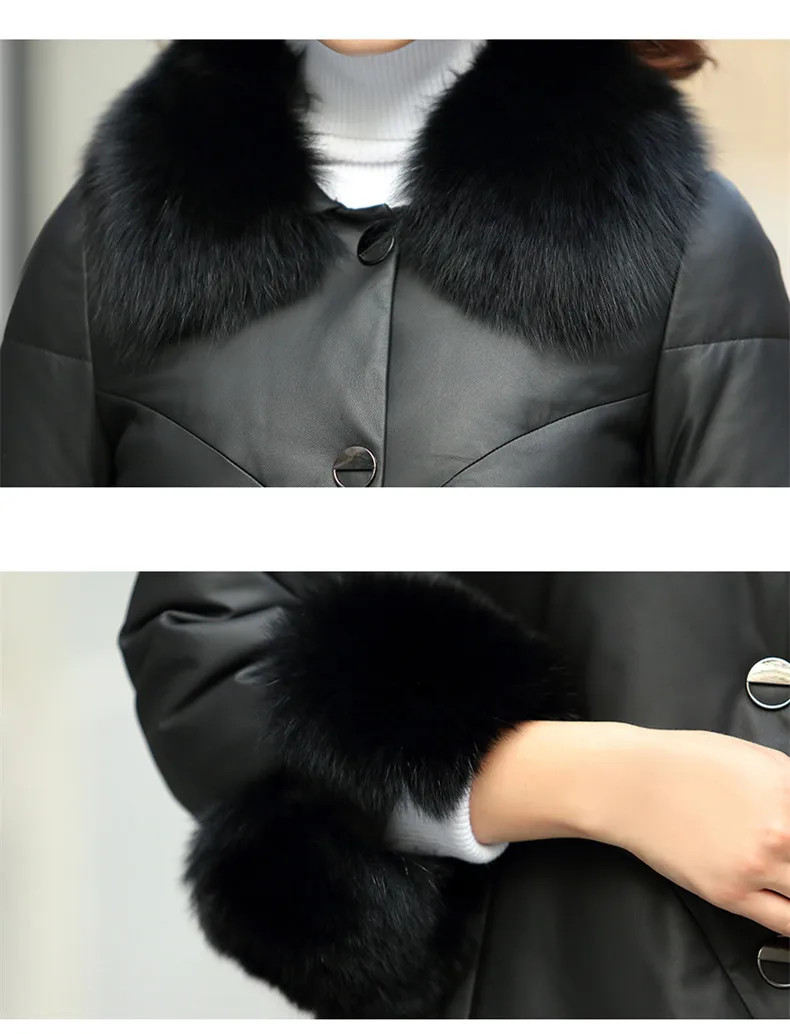 AYUNSUE/куртка из натуральной кожи женская куртка-пуховик с воротником из лисьего меха 2019 зимняя куртка женская 100% натуральная овчина MY3785