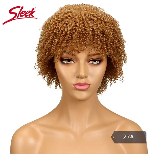 Sleek Human Hair Wigs For Women Short Curl Women Wigs Remy Brazilian Curly Human Hair Wig Short Afro Kinky Curly Wig For Man #27
