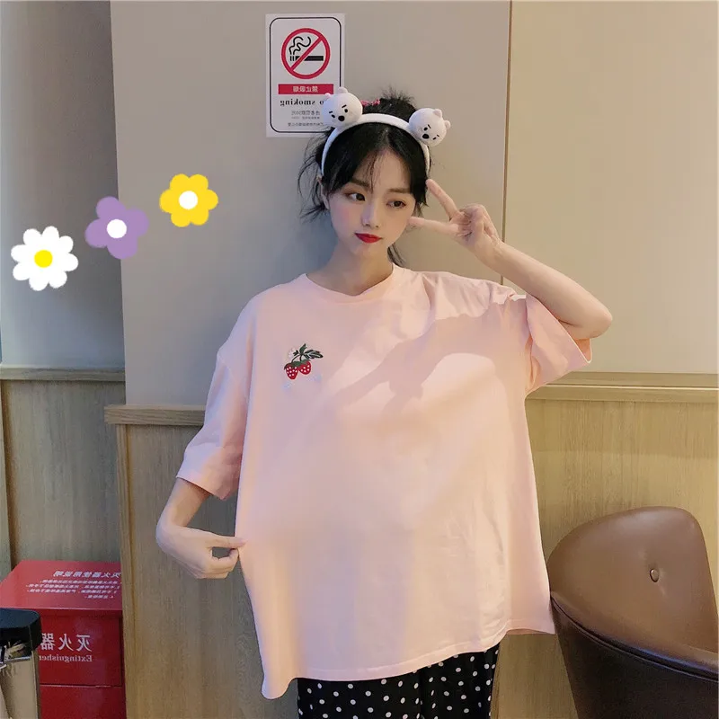 Хлопковая футболка Vogue, женская футболка Harajuku, короткий рукав, Ulzzang, футболка, топ, тройники, Женская винтажная одежда, размер, вышивка
