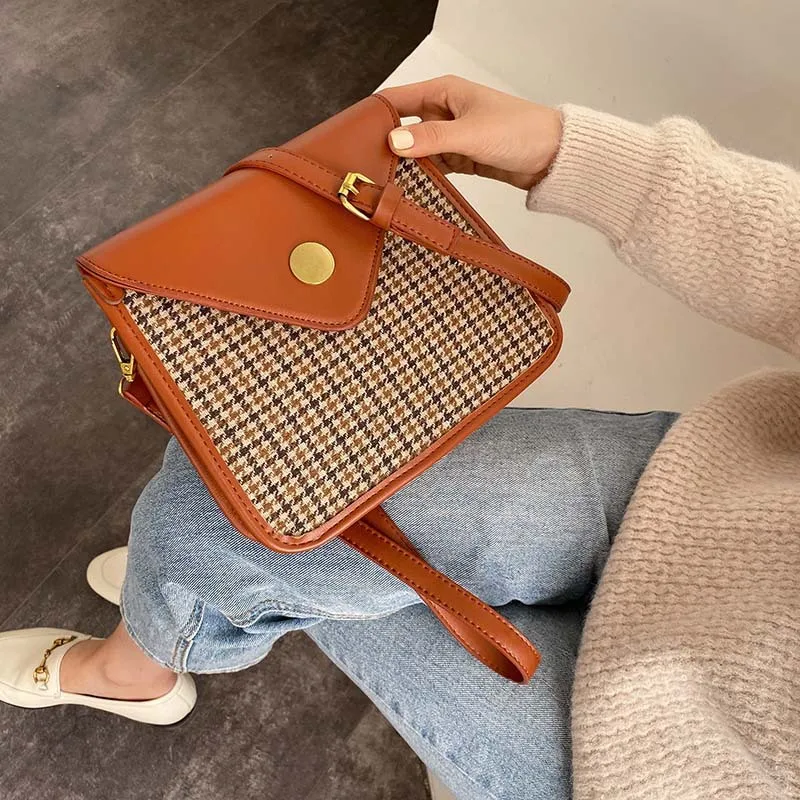 

2019 Winter New Style WOMEN'S Bag Korean-style Non-mainstream-Style Square Sling Bag Thousands of Birds Pattern Envelope Shoulde