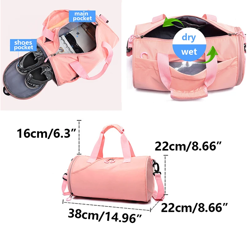 Sport For Fitness Yoga Bag Women Travel Duffel Clothes Gym Bag Sport Handbag Crossbody Waterproof Training Handbag Shoes Storage