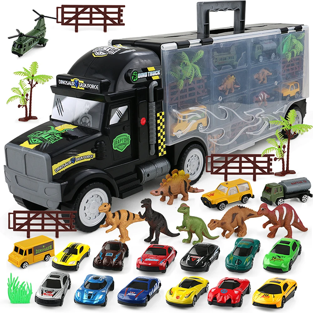 Children Toys Truck Hauler Dinosaur Model Funny Gadgets Novelty Interesting Toys For Boy Set with Cars Drop Ship