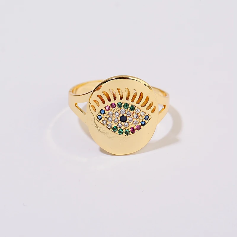 Trendy Gold Adjustable Rings Women's Micro-Inlaid Zircon Evil Eye Engagement Ring Party Gift Charm Jewelry