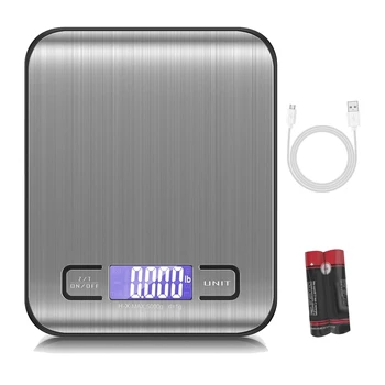 

Digital Kitchen Scales,11Lb/5Kg Food Scales, Stainless Steel Cooking Scales With Usb Rechargeable, Back-Lit Lcd Display