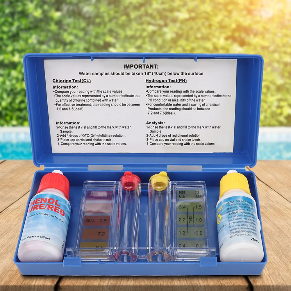 Портативный реагент PH хлор тест ing Kit Качество воды тест коробка аксессуары для дома Бассейн аквариум практичные инструменты