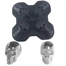 3D стерео 4 Даже Череп льда творческий окружающую среду Класс силиконовая форма кубика льда человеческий череп льда лоток