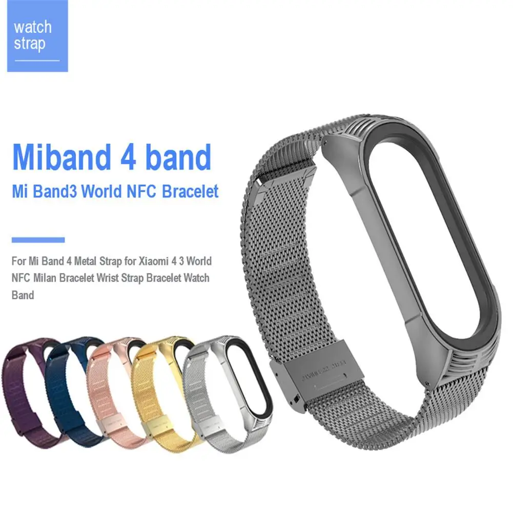 Металлический ремешок для mi Band 4 для Xiao mi 4 3 World NFC mi lan, браслет на запястье, браслет, ремешок для часов