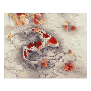 

Paint by Numbers for Adults and Kids DIY Painting Gift Kits Pre-Printed Canvas Art Home Decoration -Koi 16X20 Inch