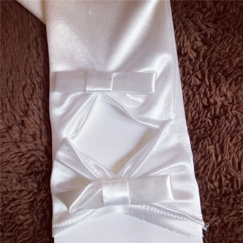 Bridal Wedding Gloves Lace White Bow Short Satin Gloves Wedding Accessories Free Shipping Flower Girl White Gloves