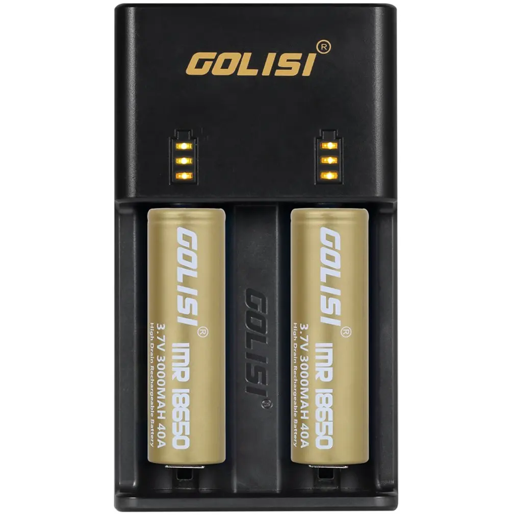 GOLISI O2 2 слота 2A смарт-зарядное устройство Быстрая зарядка для литий-ионных аккумуляторов 18650 26650 AA AAA Ni-MH NI-CD