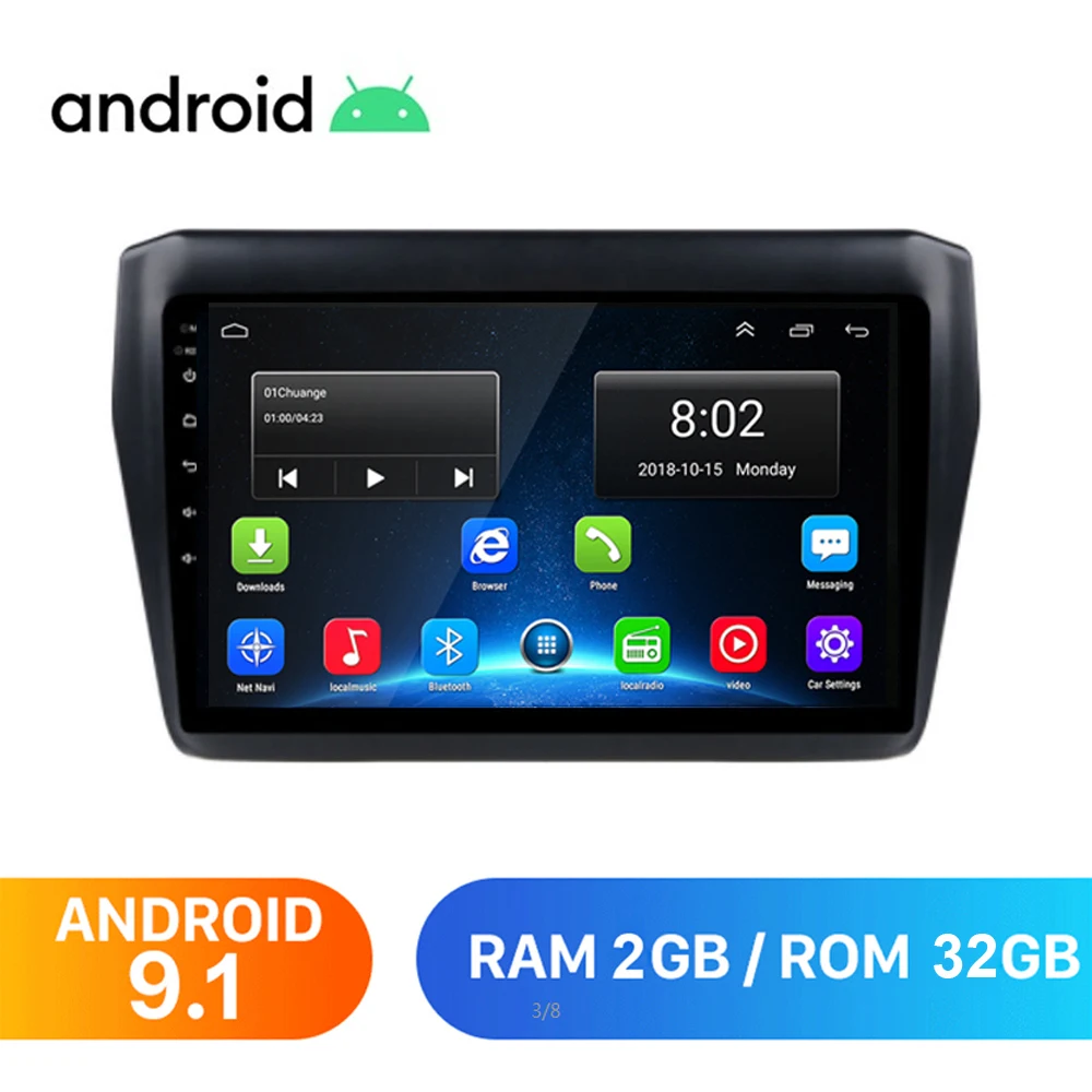 Автомагнитола 2DIN Android 9 1 мультимедийный плеер для Suzuki Swift 2017 2018 2019 дюймов
