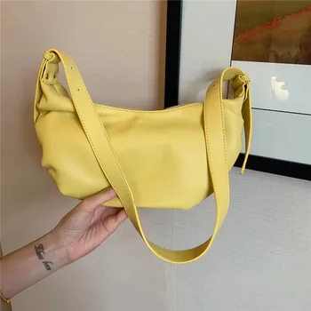 

Candy Color Cloud-wrapped Soft Leather Shoulder Messenger Bags for Women Dumpling Crossbody Bag Travel Handbags Purse