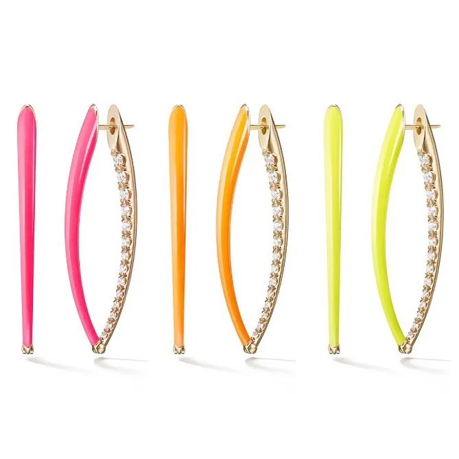 

Wholesale Neon Earrings for Women Fashion Gift Gold Color Colorful Enamel Hoops Earrings Summer Jewelry 2021