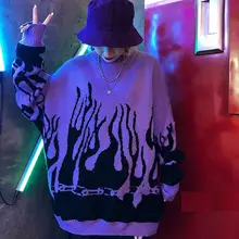 Autumn Winter Harajuku Flame Knitting Bat Sleeve Pullover Sweater Women Outerwear Man Women Outfits Loose Tops Unisex Pullovers Autumn Winter Harajuku Flame Knitting Bat Sleeve Pullover Sweater Women Outerwear Man Women Outfits Loose Tops Unisex Pullovers