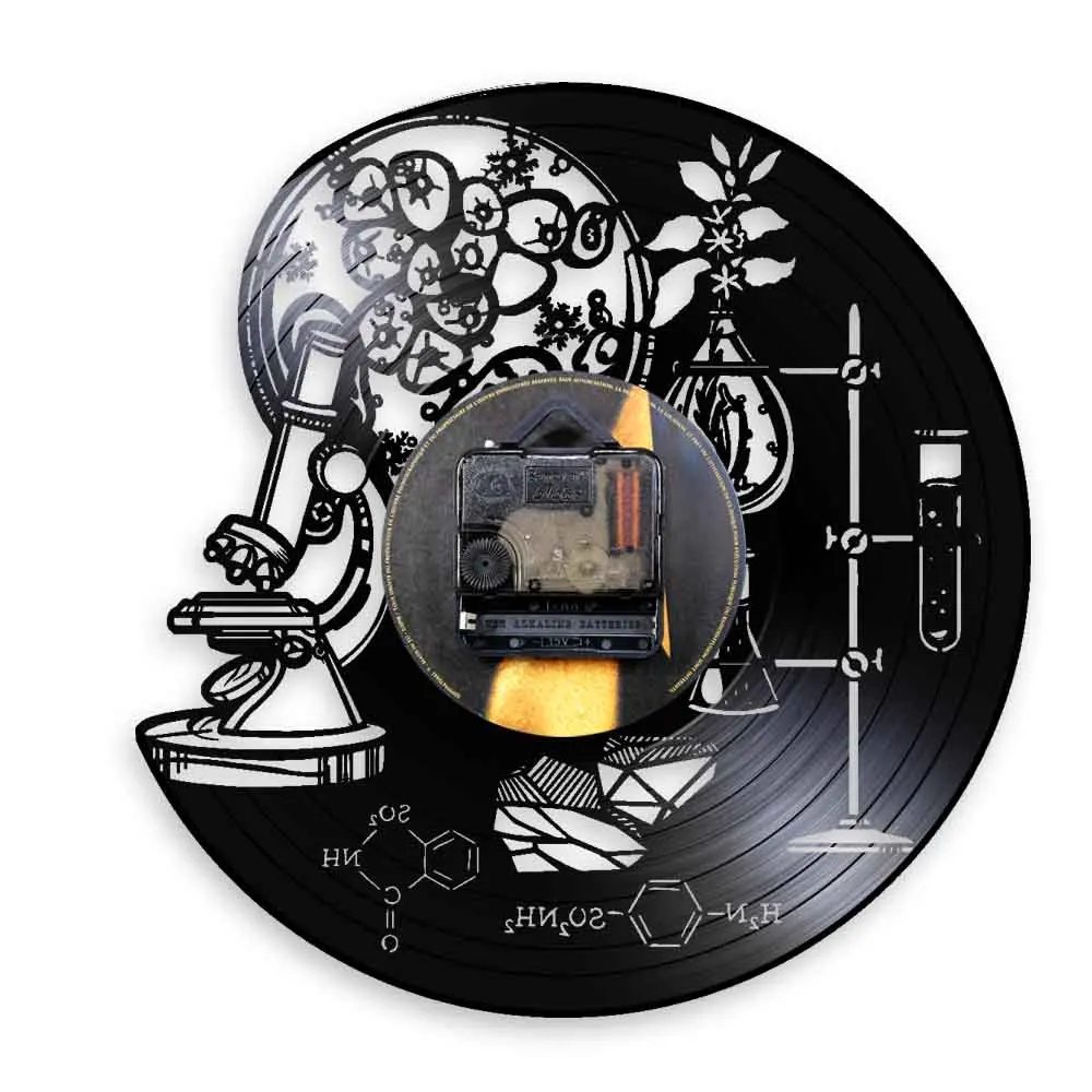 Биология химия научный инструмент настенные часы кислородная молекула химическая формула Настенный декор Виниловая пластинка настенные часы