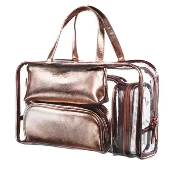 

3pcs Transparent PVC Toiletry Bag Large Capacity Makeup Bag Multifunctional Cosmetic Storage Pouch Travel Storage Bag for Girls