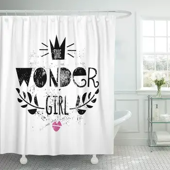 

Pink Teen The Wonder Girl Quote Funny Hipster Cool Shower Curtain Waterproof Polyester Fabric 72 x 78 Inches Set with Hooks