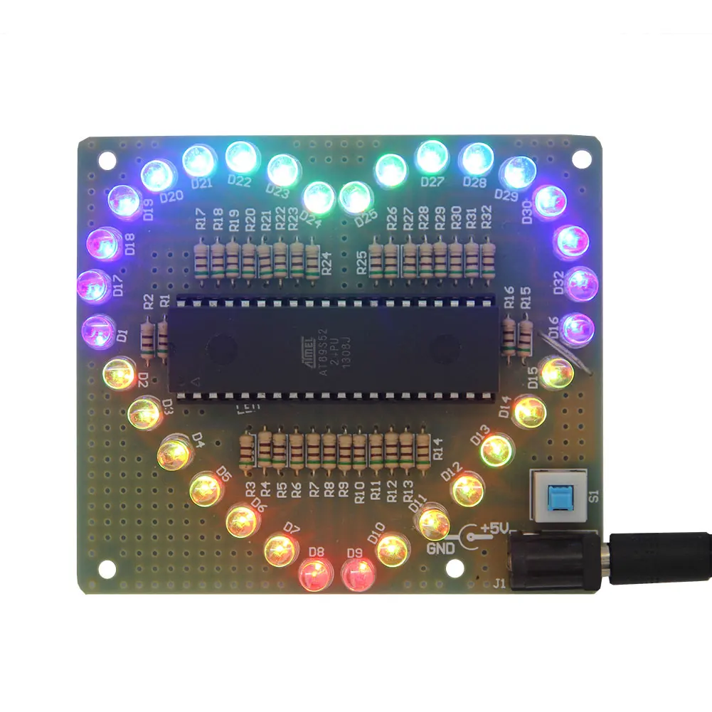 

DIY Kit Heart shaped LED Lamp Colorful Light Water Electronic Flashing Set Gift