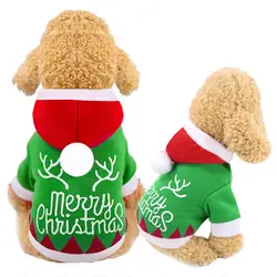 Хлопковое Коралловое худи для домашних собак Рождественская надпись с капюшоном теплые топы с принтом для зимы