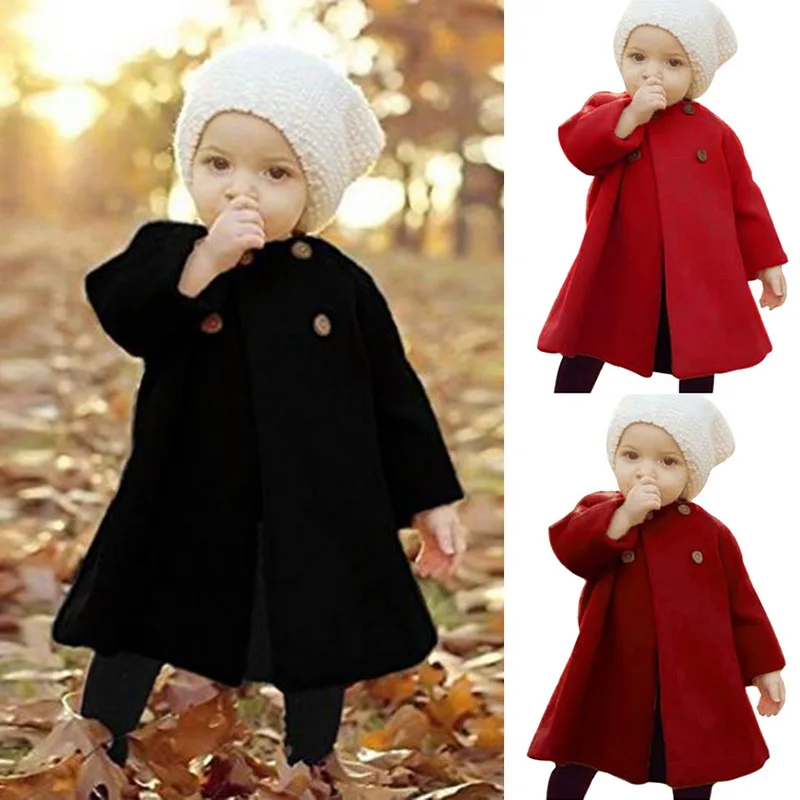 CYSINCOS/ г. Осенне-зимняя новая детская куртка пальто с длинными рукавами на пуговицах для девочек ветровка для детей среднего и маленького размера