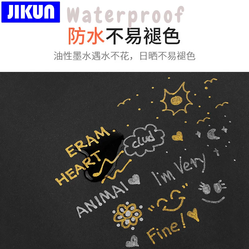 JIKUN 5pcs White Marker Pen Alcohol Paint Oily Tire Painting Graffiti Felt  Tip Pens Permanent for