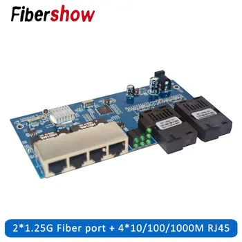 

Gigabit Ethernet switch Fiber Optical Media Converter 4 RJ45 2 10/100/1000M UTP fiber Port PCB